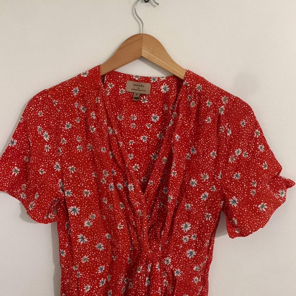 Floral red Anthropologie x Kachel dress size 10 new without tag